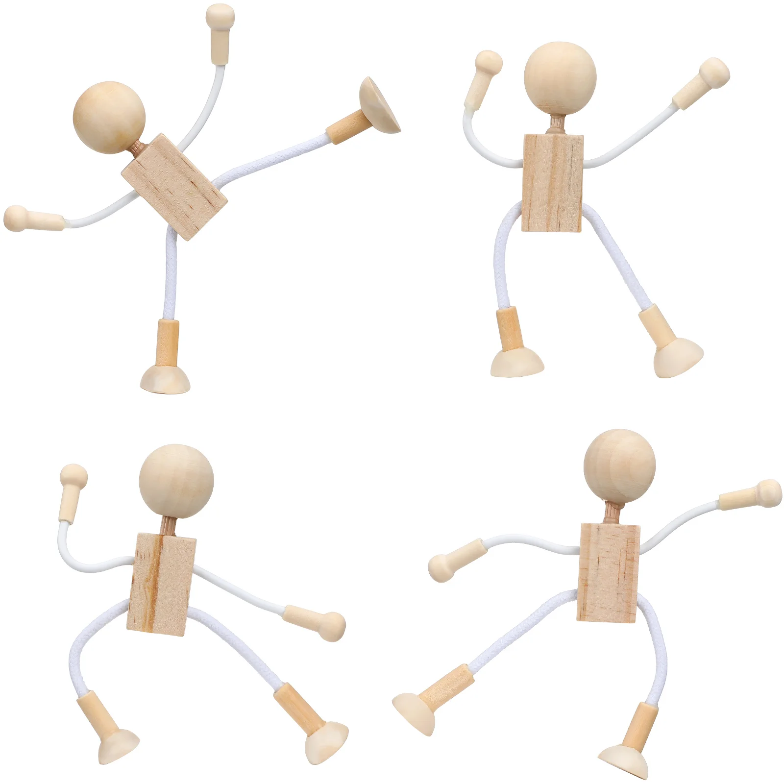 

4 Pcs Craft Figures Ornaments Shapeable Unfinished Wooden Dolls Wooden Dolls Wooden Dolls Unfinished Wood Dolls