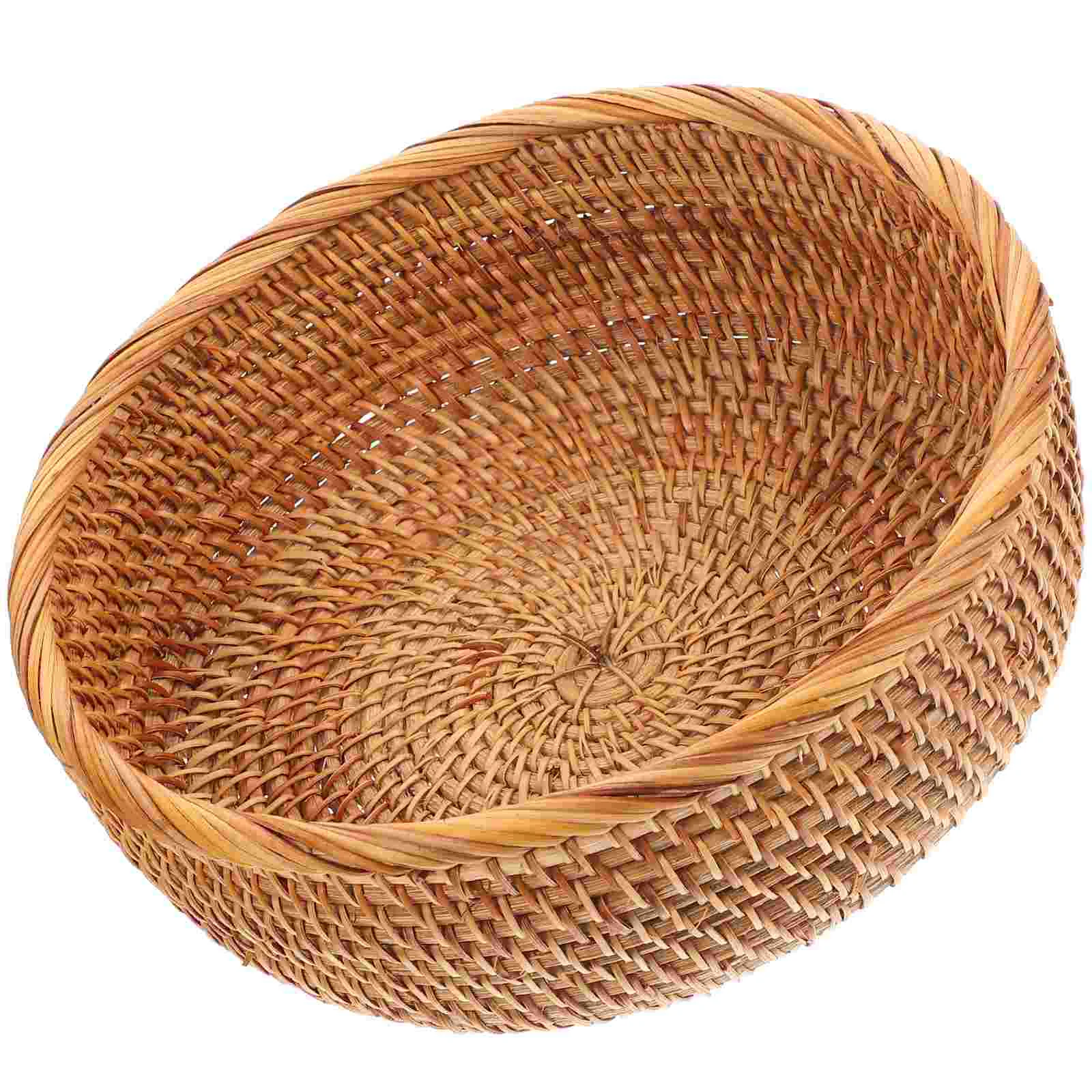 

Baskets Storage Rattan Woven Basket Wicker Fruit Bins Bread Rustic Picnic Seagrass Bin Candy Trays Willow Strawmulti Function