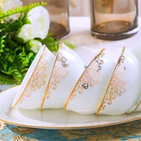 free combination jingdezhen bone china tableware bowl and plates set household light luxury plate chopsticks european high end