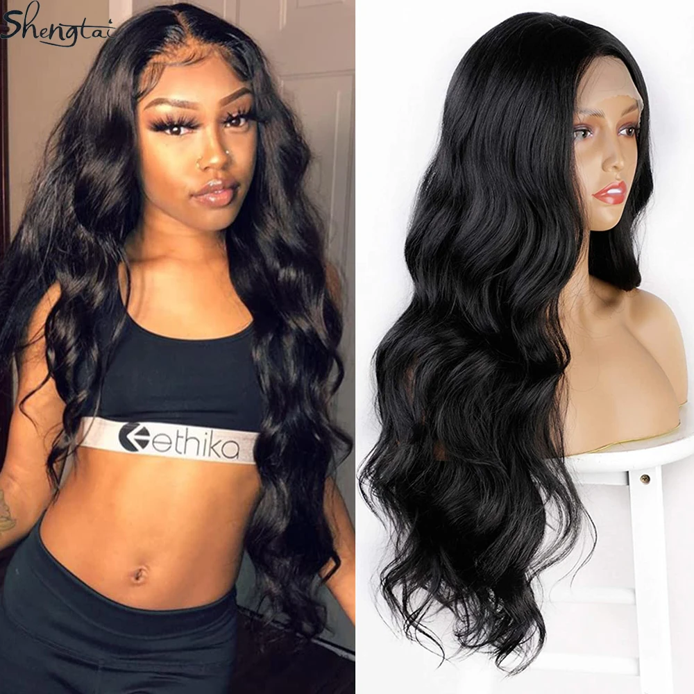 

Длинный синтетический парик фронта шнурка с объемной волной для чернокожих женщин 13X4X1 T Part HD парик фронта шнурка термостойкое волокно парик...