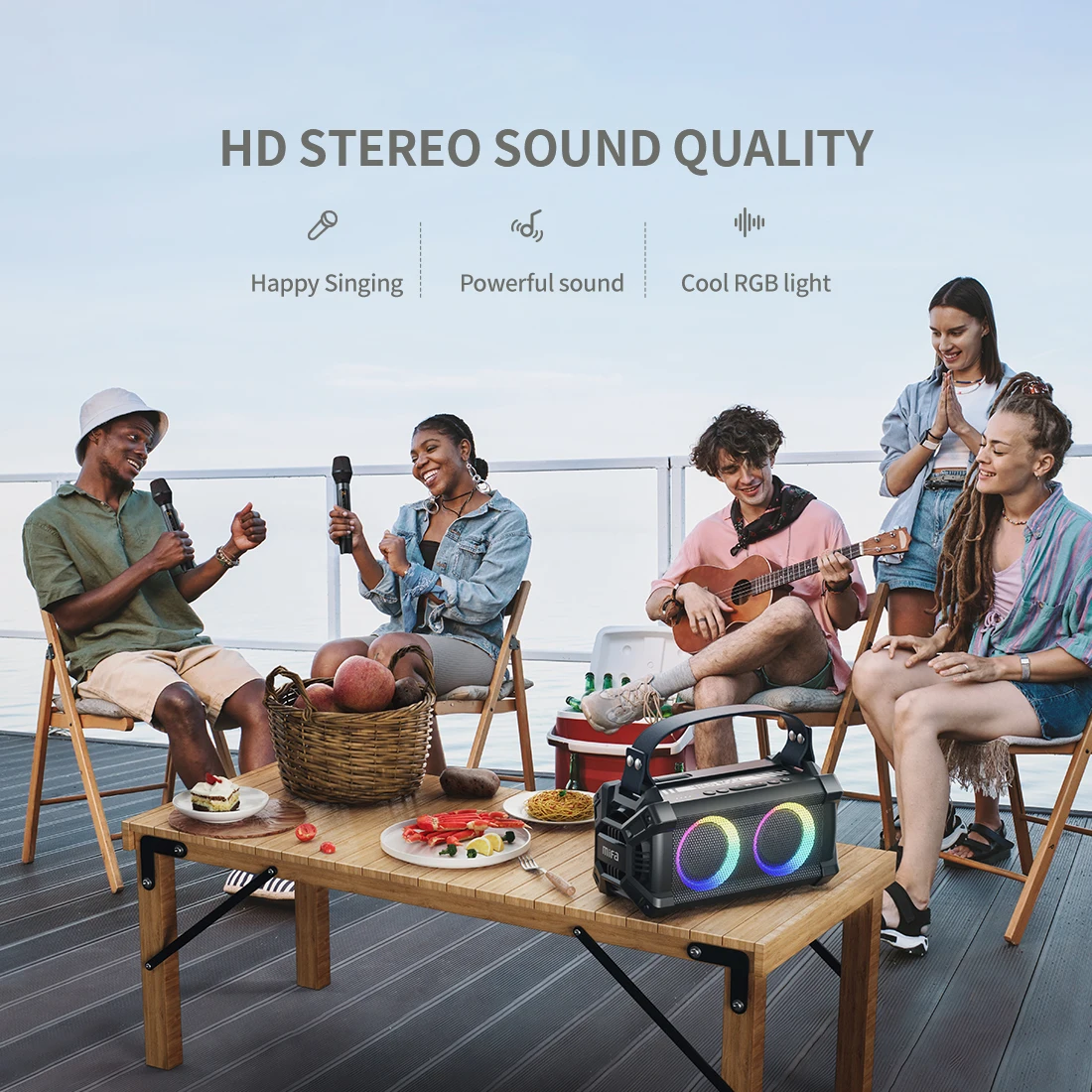 Mifa WildRock портативный караоке вечерние колонки с беспроводным микрофоном Bluetooth 5.0