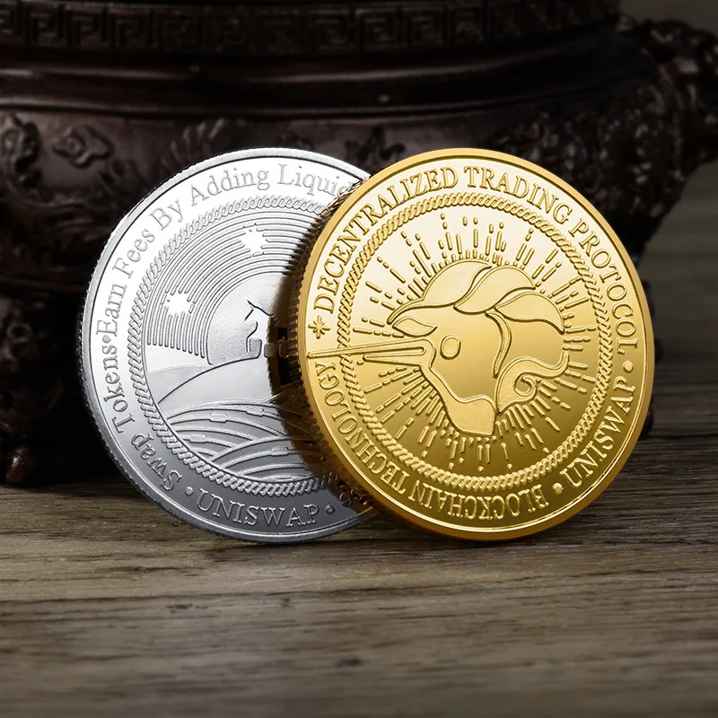 

Uniswap Coin UNI Coin Gold Silver Plated Physical Metal Crypto UNI Coin with Plastic Case Commemorative Coin Art Collection Gift