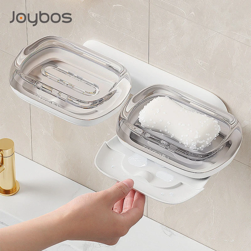 

Joybos Wall Mounted Soap Dishs With Drain Water No Drilling Plastic White Shower Soap Dish Sponge Holder Bathroom Accessories