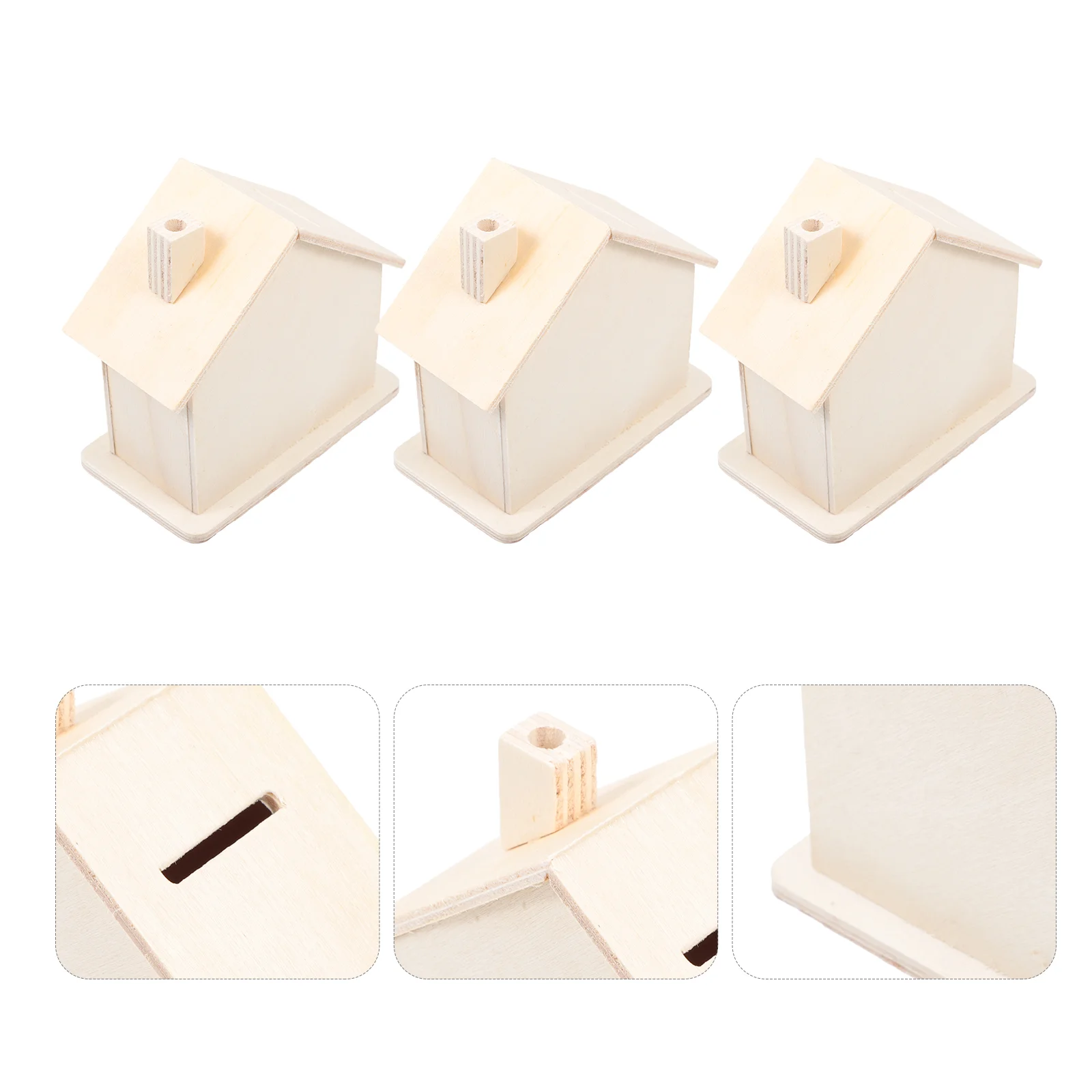 

Bankbox Money Piggy Unfinished House Wooden Storage Toy Shape Blank Saving Wood Decoration Table Cash Decor Savings Kids