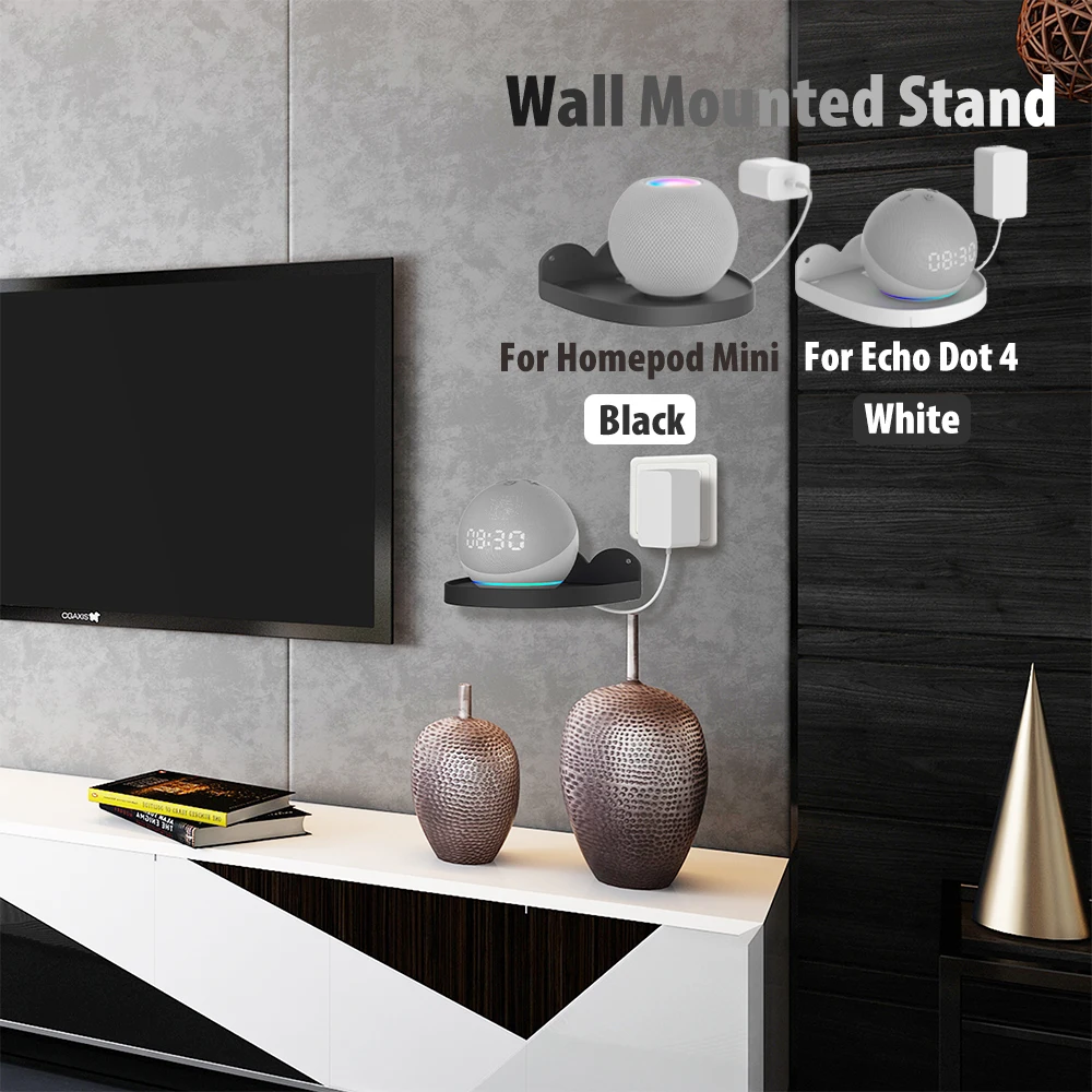 

Wall Mount Stand Holder for Alexa Echo Dot 4rd 3rd Gen Space Saving Outlet Hanger Bracket for Google Nest Mini Homepod Mini004