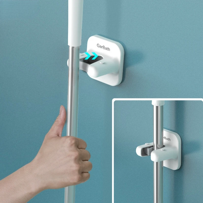 

GBSC Kitchen and Bathroom Accessories Organizer Mop Holder Wall Mounted Household Adhesive Storage Broom Hanger Brush Hook Racks