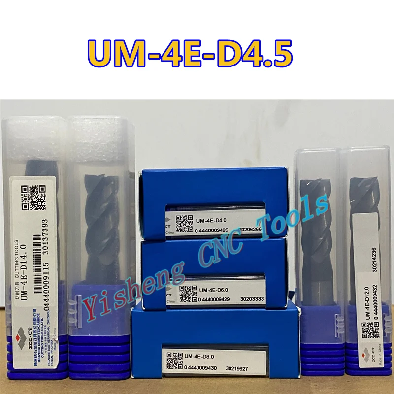 

ZCC 1PC HRC55 UM-4E-D4.5 High Performance Gerneral Purpose Machining Unequal tooth pitch end mill 4 flutes Flat end mills