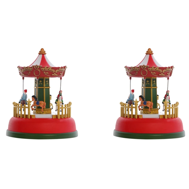 

2X Xmas Glowing Music Carousel Ferris Wheel Christmas Gifts Christmas Eve Gifts Christmas Ornaments Home Gifts A