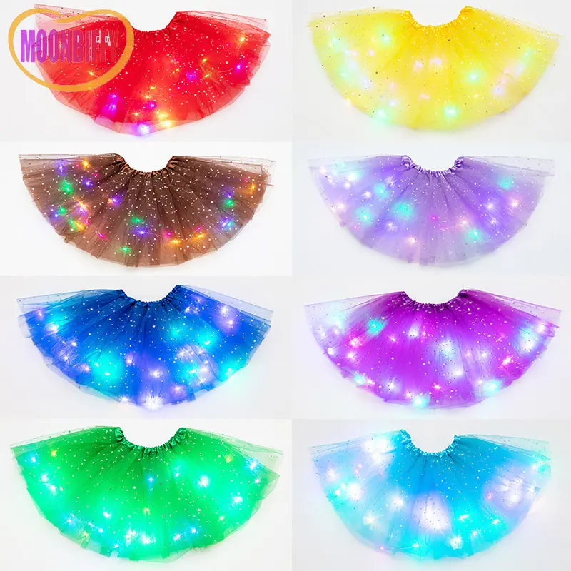 

LED Glowing Light Kids Girls Princess Tutu Skirts Children Cloth Wedding Party Dancing Miniskirt Costume Cosplay Led Clothing