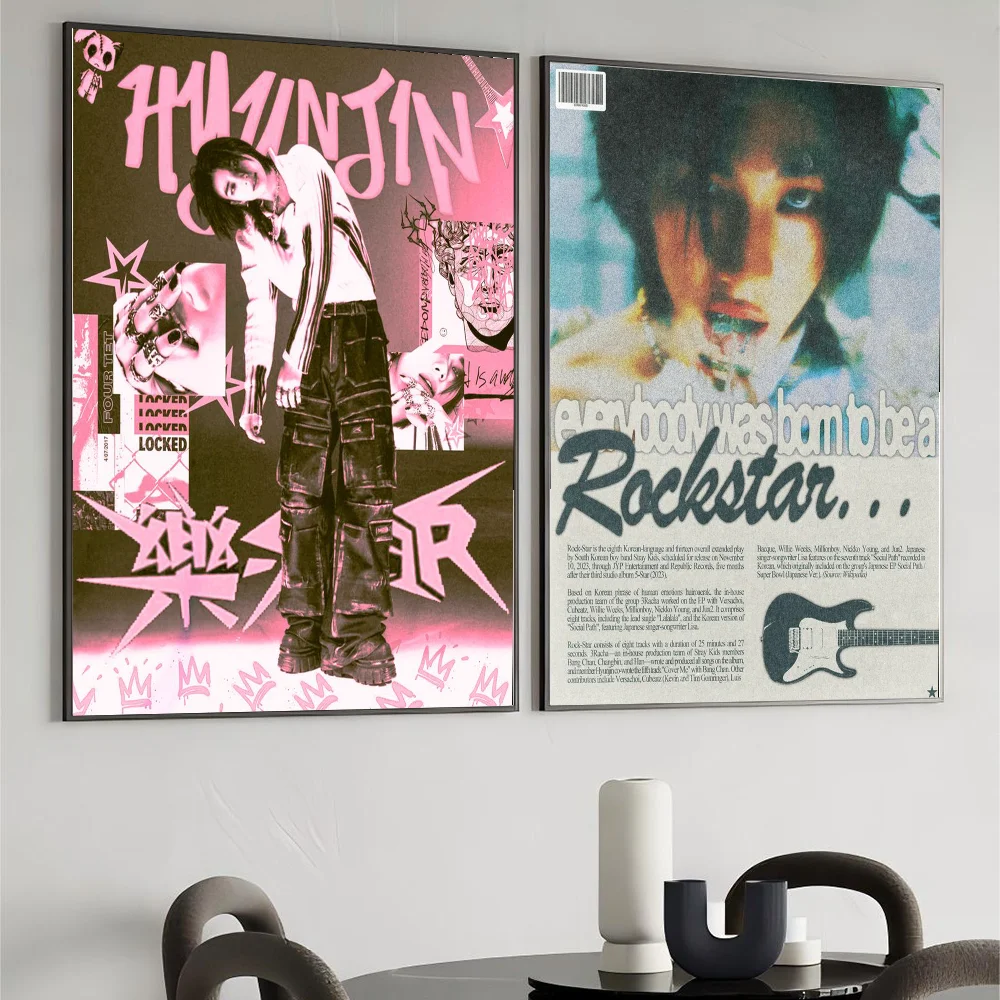 Boy Band Members Skz H-Hyunjin плакат настенное искусство домашний декор комнаты цифровая