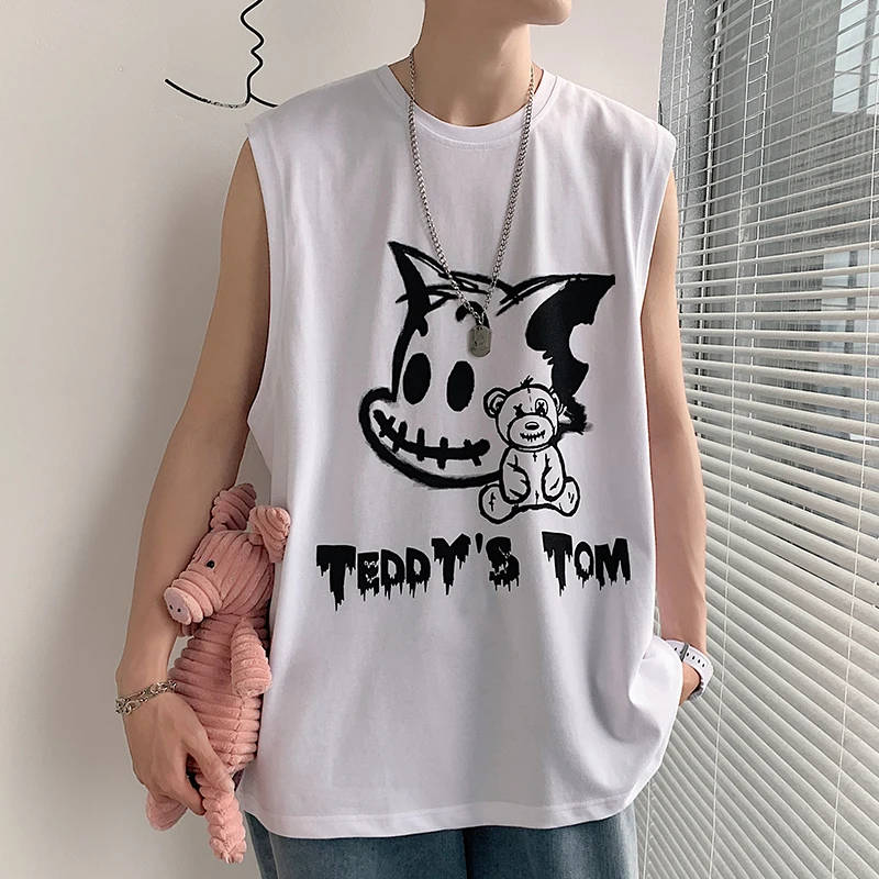 

2022 Fashion New Tank Tops Personality Daily Clothes Street Style Clothing for Man Sleeveless Carton Alphabet Men's T-shirts