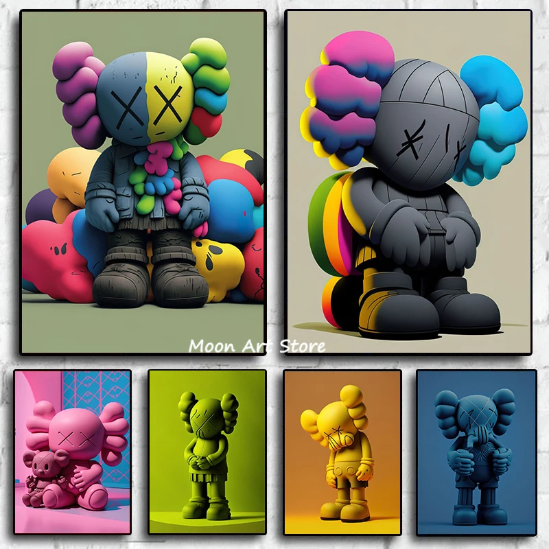 Популярный тренд модный мультяшный постер веселая игрушка медведь холст