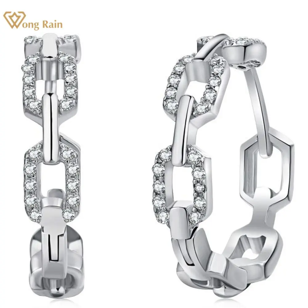 

Wong Rain Rock 100% 925 Sterling Silver High Carbon Diamonds Gemstone Hip Hop Hoop Earrings For Women Fine Jewelry Wholesale