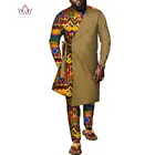 Мужской комплект из 2 предметов, Длинный топ и штаны из хлопка в стиле пэчворк, традиционная африканская мужская одежда WYN1326