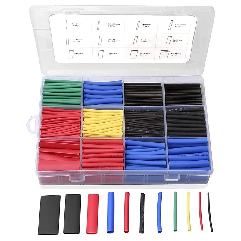 

1120PCS Heat Shrink Tubing, Electrical Wire Cable Wrap Assortment Electric Insulation Heat Shrink Tube Kit With Box