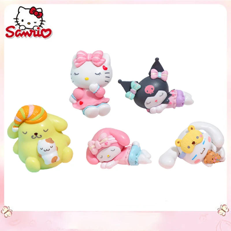 

5pcs/Set My Melody Kuromi Anime Sanrio Figure Cinnamoroll Pom Pom Purin Collectible Doll Birthday Cake Decoration Ornaments Toy