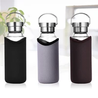 portable drink coffee glass water bottles with anti hot bag travel coffee mugs 350ml450ml550ml