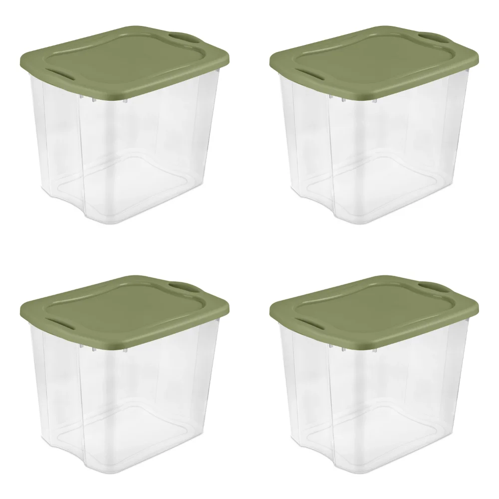 

Sterilite 95 Qt. EZ Carry Plastic, Clear/Sage Legume, Set of 4