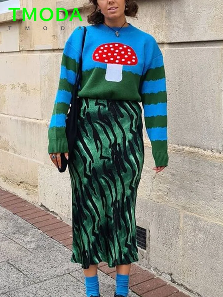 Женский свитер с длинным рукавом T MODA Za Вязаные Пуловеры свободного покроя