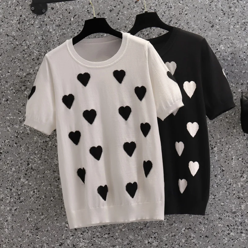 

4XL size Summer Women Sweater Solid color O-Neck pocket Female Jumper Casual print Simplicit Knitted pullover thin tops