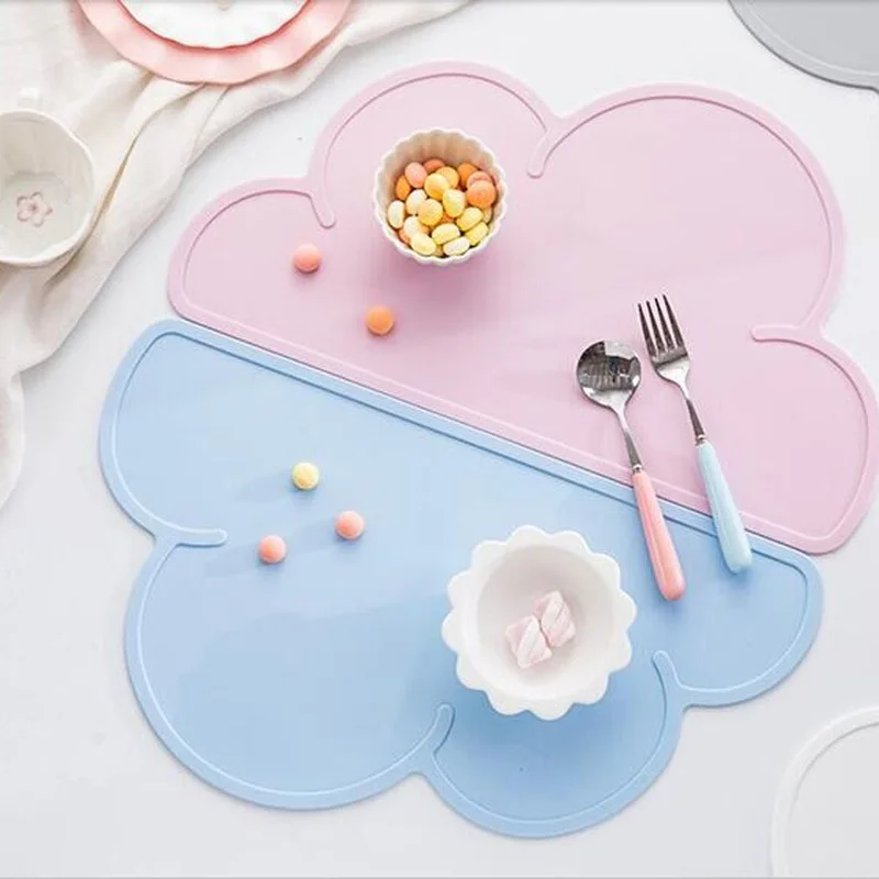 

Cloud Shape Placemat Kids Plate Mat Silicone Table Pad Waterproof Heat Insulation Home Kitchen Pads