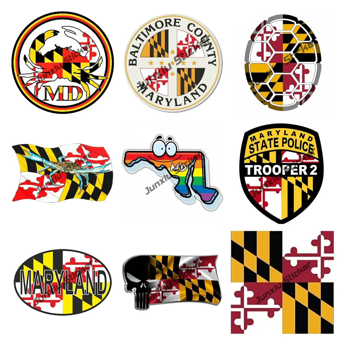 

Maryland MD Flag Vinyl Decal Sticker Maryland State Map Decal Car Styling for Car Window Bumper Car Accessories KK13cm