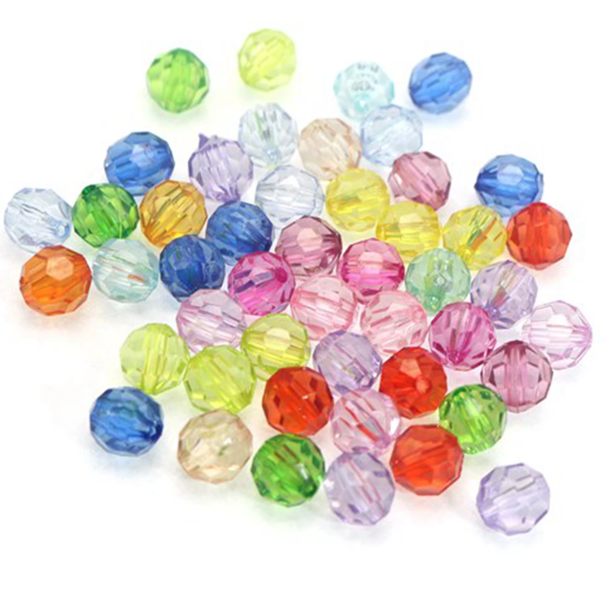 

Craft DIY Colour Transparent Acrylic Faceted Round Beads QTY for this listing: 500 pcs 6mm/200pcs 8mm /100pcs 10m Loose Spacer