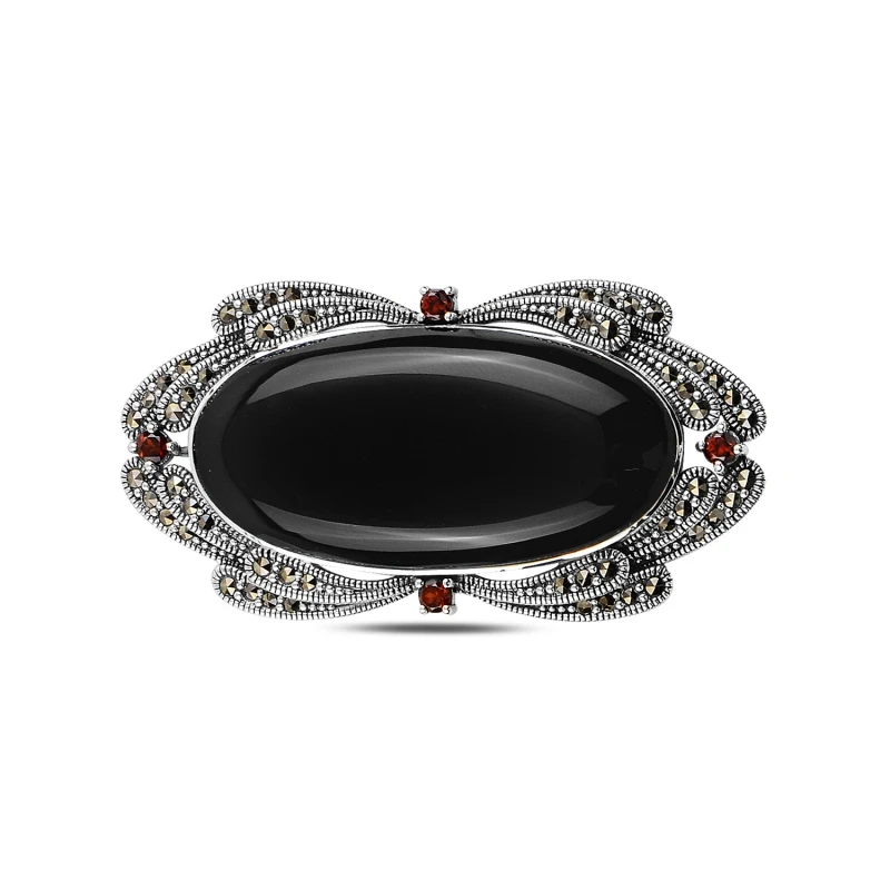 

Серебряная брошь и подвеска в виде натурального камня