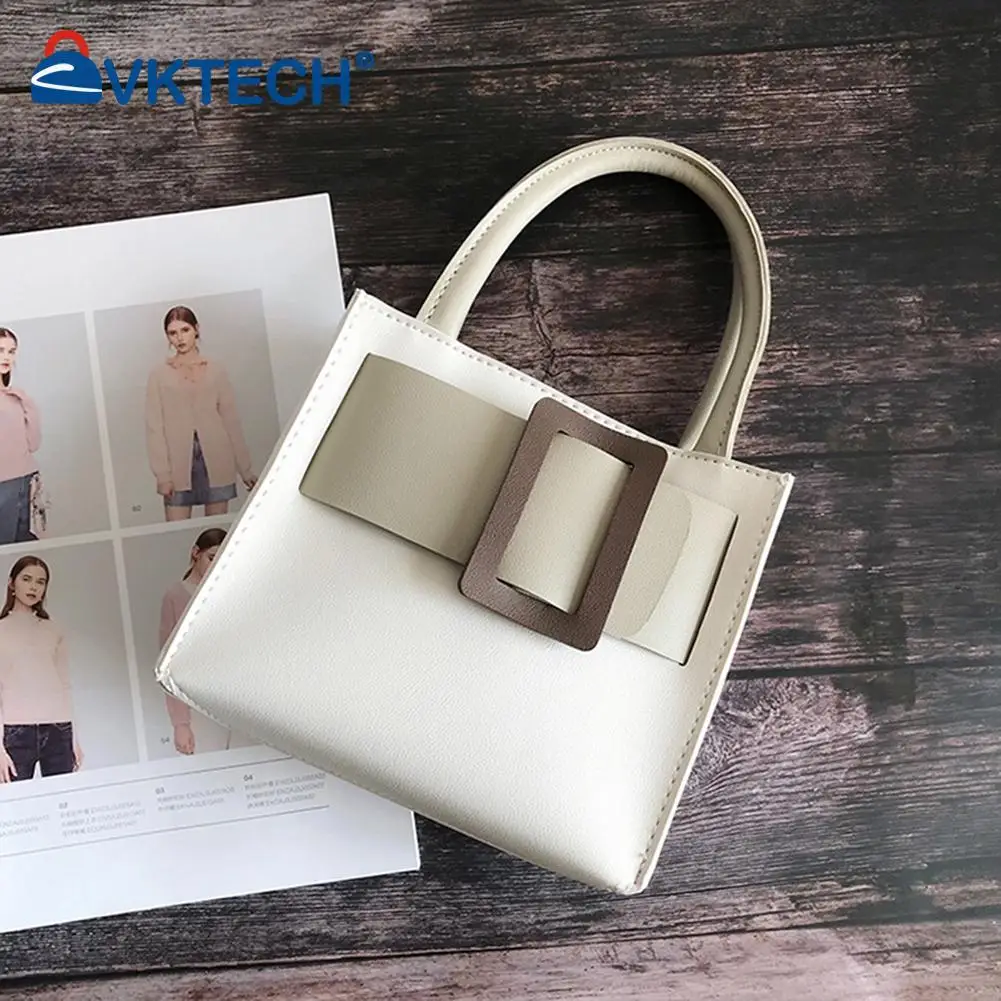 

Fashion PU Leather Crossbody Bags for Women Girls Hit Color Travel Tote Handbag Simple Shoulder Ladies Buckle Top-handle Bag