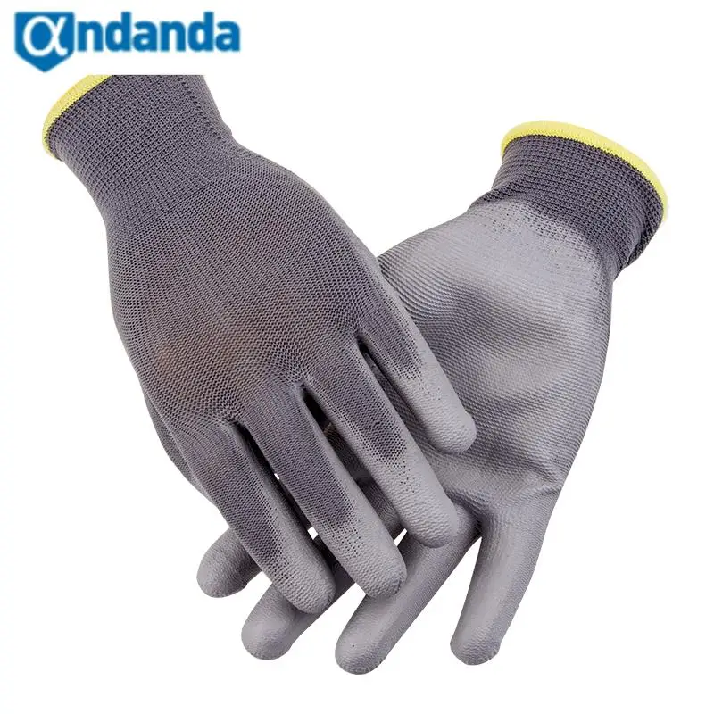 

Garden Work Gloves Security Protection Gloves ECO Grey Polyester PU Glove For Industrial Gardening Automotive Transportation