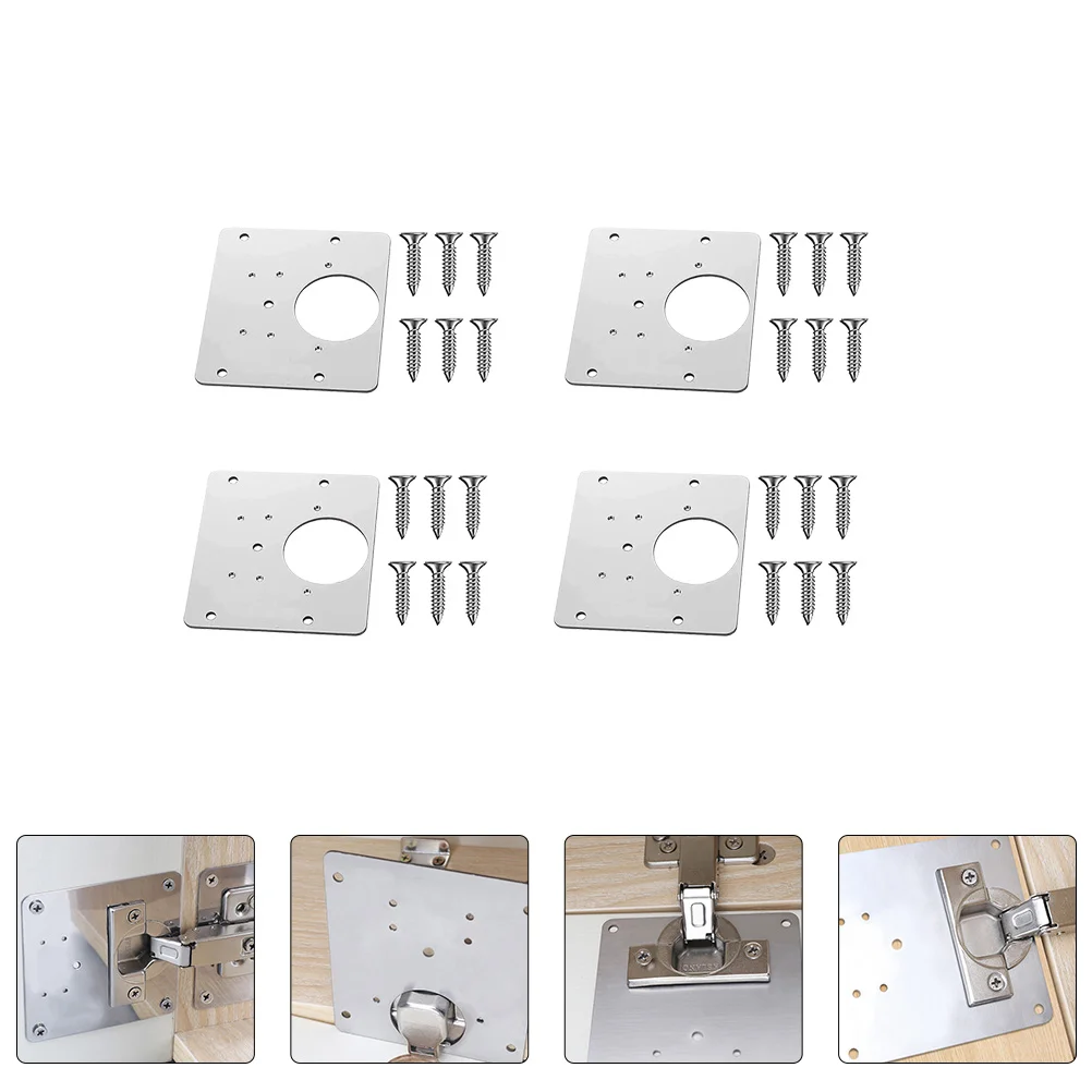 

Hinge Hinges Plate Repair Door Cabinet Stainless Steel Kit Metal Box Flat Fixing Cabinets Drawers Concealed Brackets Fence Black