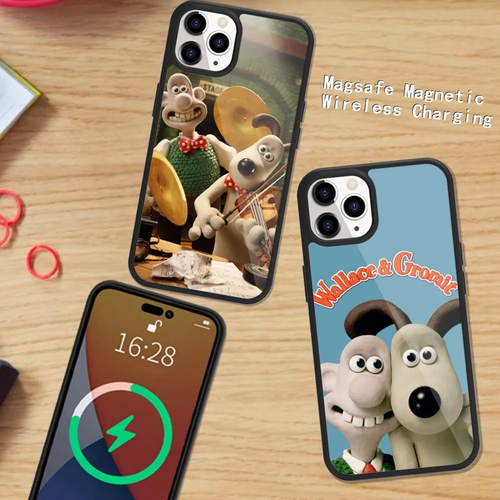Чехол для телефона W-Wallace и Dog Magsafe магнитный iPhone 15 14 13 12 11 Plus Pro Max Беспроводная