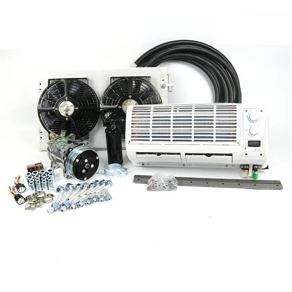 Universal 12V 24V Air Conditioning Evaporator Kit for Car Heavy Duty Truck Van Tractor Excavator Engineering Vehicle Conditioner