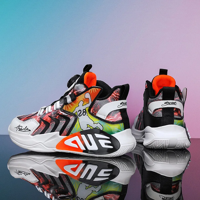 

Super Cool Teenager Shoe for Boy Comfortable Kids Basketball Boots Anti Slip Boy Running Shoes Quick Lacing Children Sneakers