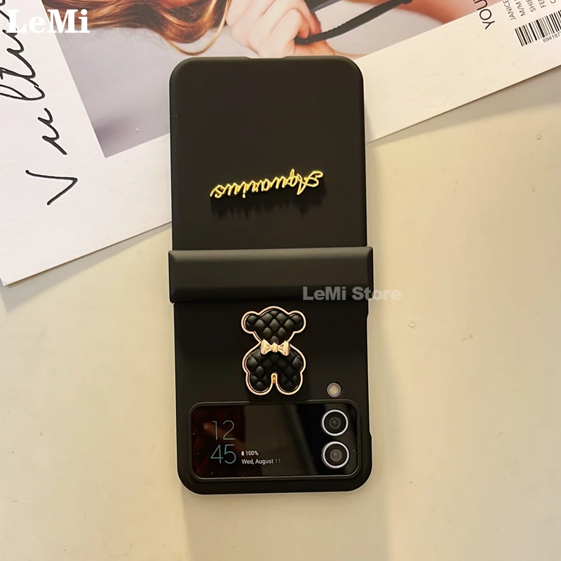 

Для Samsung Galaxy Z Flip 4 Case Cute Bear Z Flip 3 защитный чехол с петлями