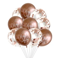 10pcs 12inch metal happy birthday balloon rose gold confetti chrome balloons for baby shower birthday party decorations