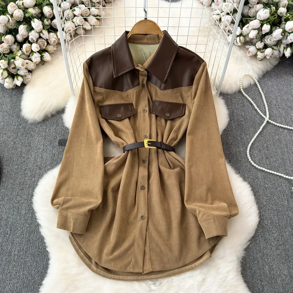 Рубашка и блузка в стиле пэчворк с длинным рукавом буффами