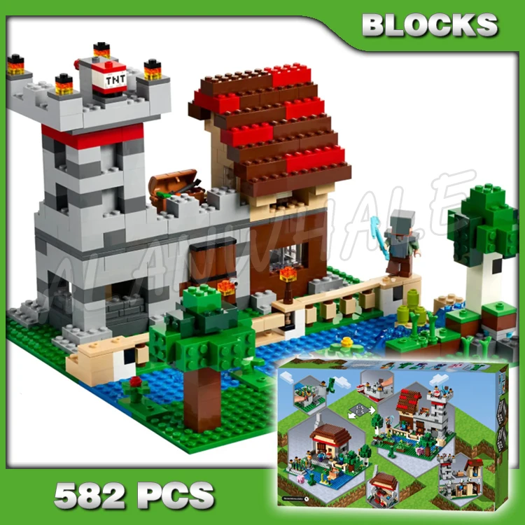 

582pcs Game My World The Crafting Box 3.0 Castle Farm 3 Alternative Builds 11478 Building Blocks Boys Compatible With Model