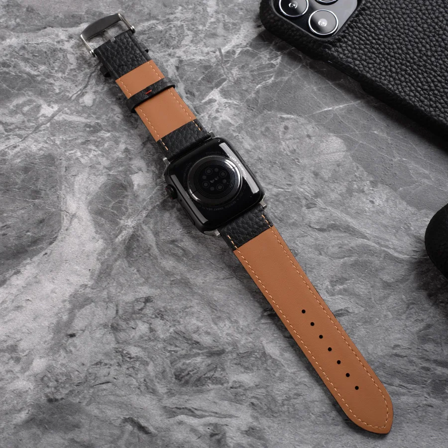 Ремешок из натуральной кожи для Apple Watch Band 45 мм 44 42 40 38 S7 S6 модные аксессуары умных
