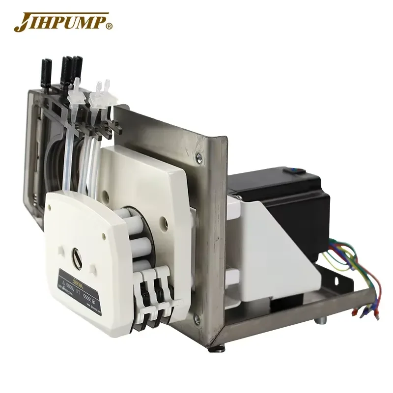 Фото Новый промышленный перистальтический насос JIHPUMP OEM 24В для дозирования кислот, многоканальный, с шаговым двигателем 24В, для розлива жидкостей в медицинских целях №3