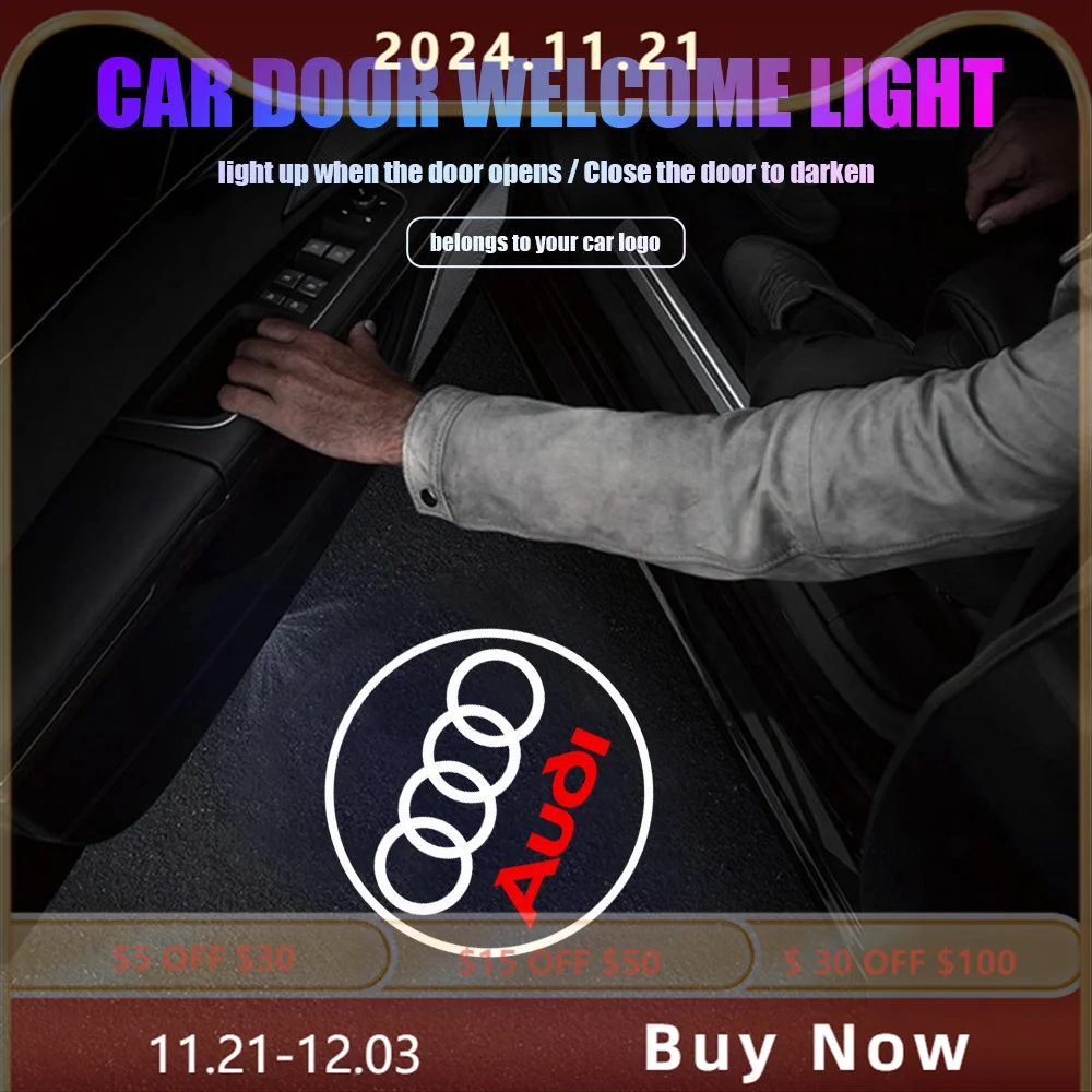 2 шт. светодиодный автомобильный дверной магнитный проектор приветствия для Audi A3