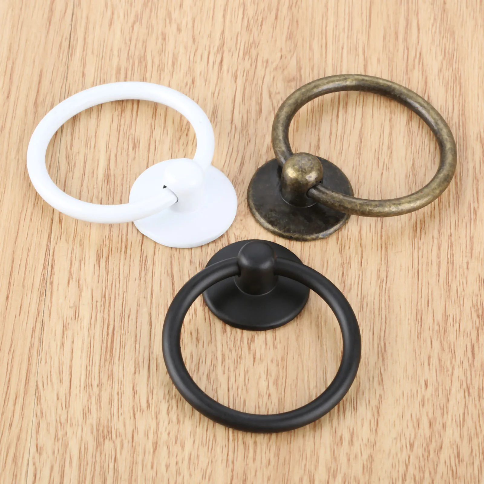 

1pc 25*44*52mm Retro Pull Knob Ring Wardrobe Handle sSingle Hole Cabinet Furniture Knobs Cupboard Dresser Drawer Handle