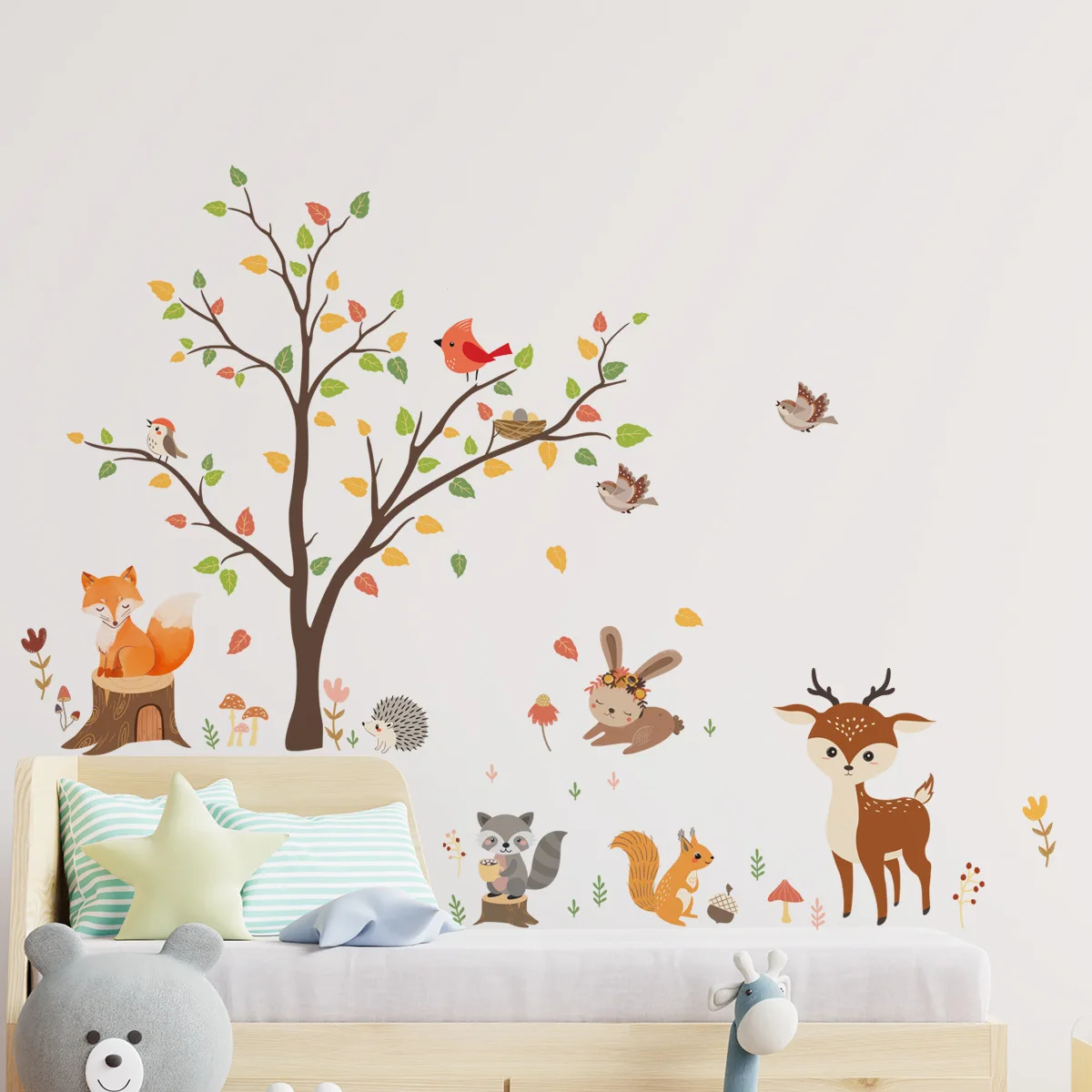 

Cartoon Animal Tree Wall Decals Kids Room Decoration Vinyl Stickers Removable PVC For Home Decoration