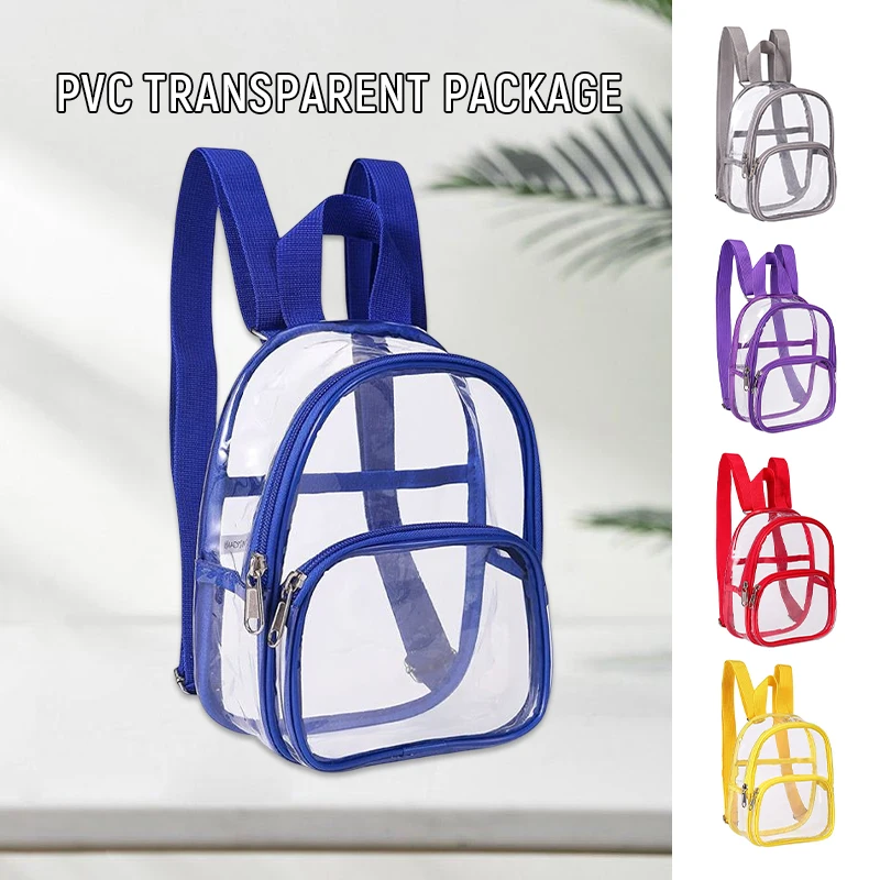 

Transparent Bag Clear Pvc Travel Backpack Shoulder Bag Strap Book Sports Field Approved Waterproof Mini Travel Schoolbag