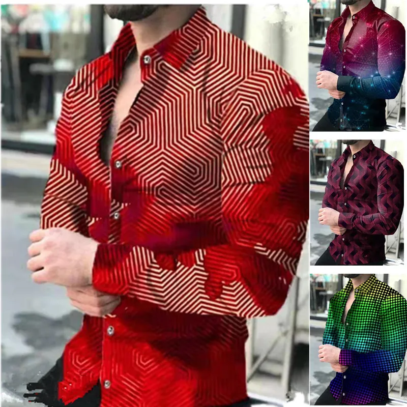 

2021 autumn new European and American men's cardigan men's printed casual shirt cardigan long-sleeved shirt men