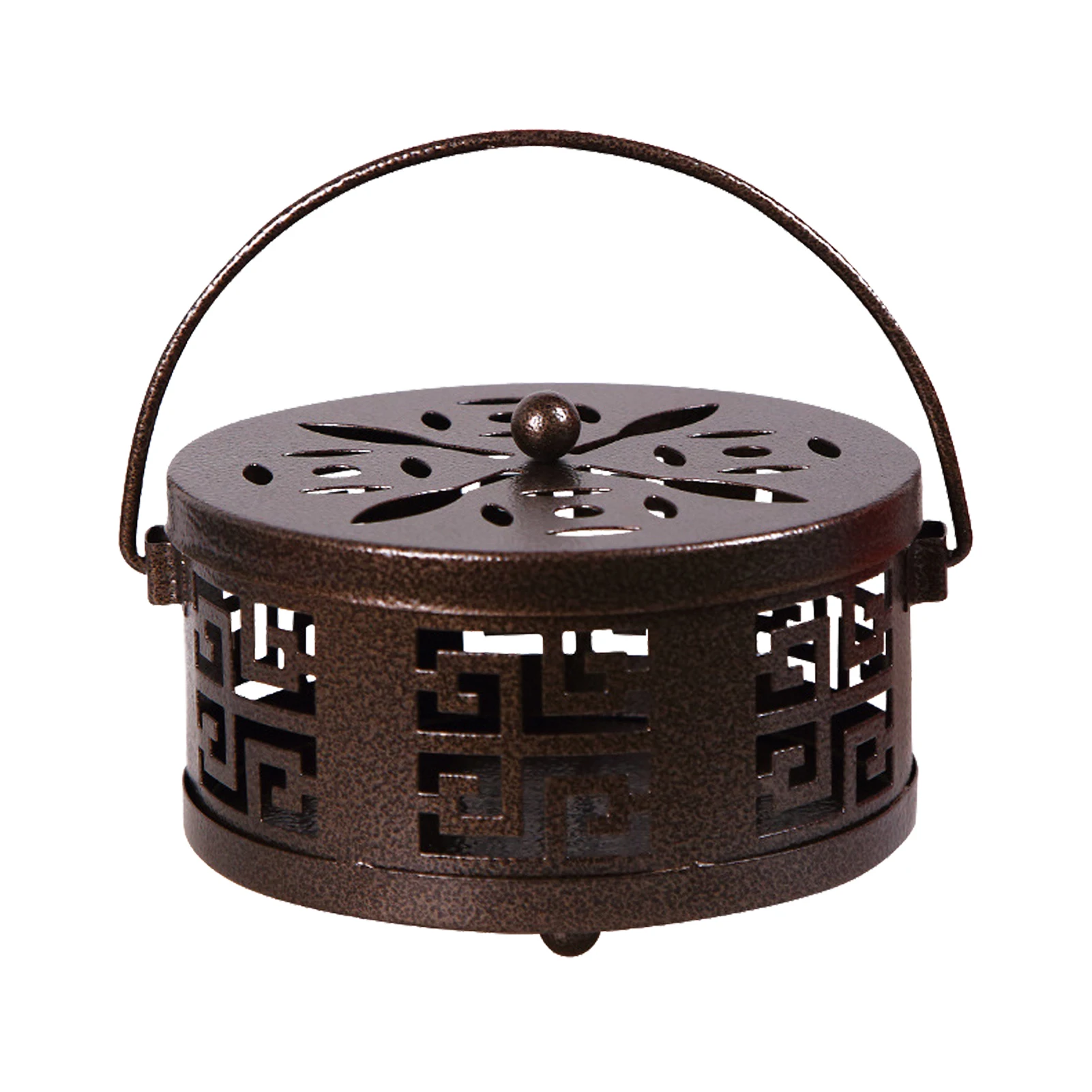 

Indoor Outdoor Home Office Round Iron Mosquito Coil Holder Incense Burner Fire Prevention Repellent Portable Anti Scald With Lid