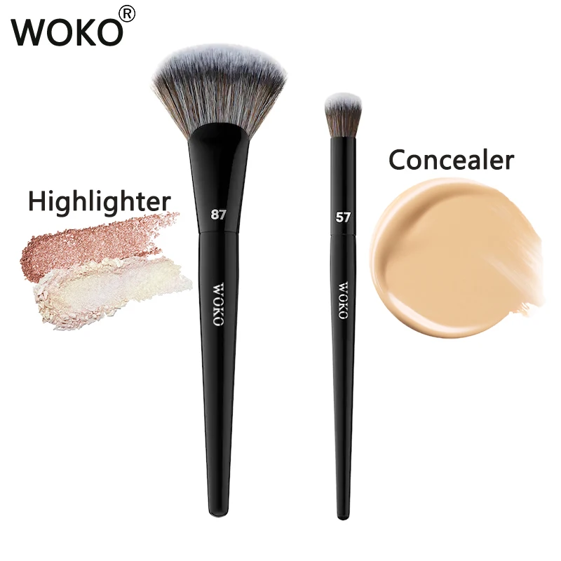 

PRO 87 Fan Highlighter Brush Facial Fan Highlighter Powder Brush PRO 57 Professional Cream Concealer Blending Makeup Tool
