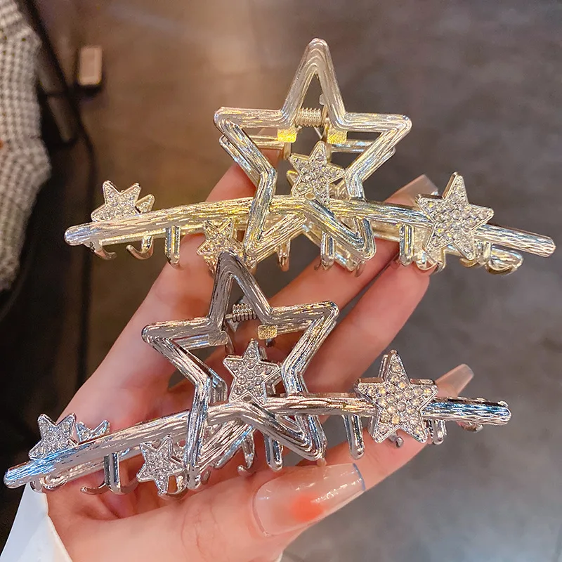 

Stylish And Versatile Diamond Studded Star Hairpin With A Little Fresh Girl's Heart Design Sense Shark Clip Fashion Temperament