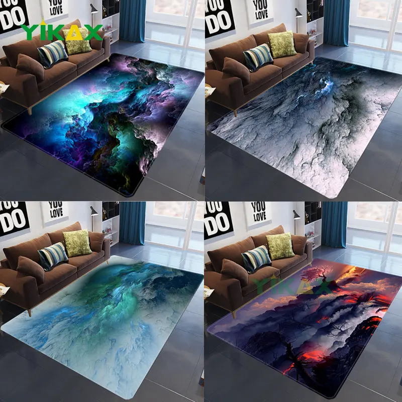 

3D Galaxy Space Living Room Carpets Home Doormat Rug Bedroom Parlor Tea Table Area Mat Soft Flannel Stars Large Decoration Rugs