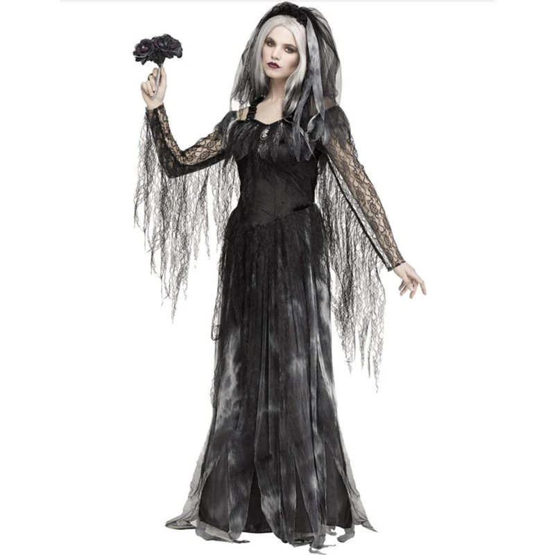 

Carnival Halloween Lady Corpse Bride Costume Broken Souls Day Of The Dead Zombie Role Play Cosplay Fancy Party Dress